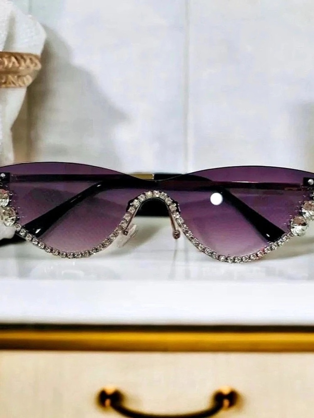 Rhinestone Rimless Style Sunglasses in different colors